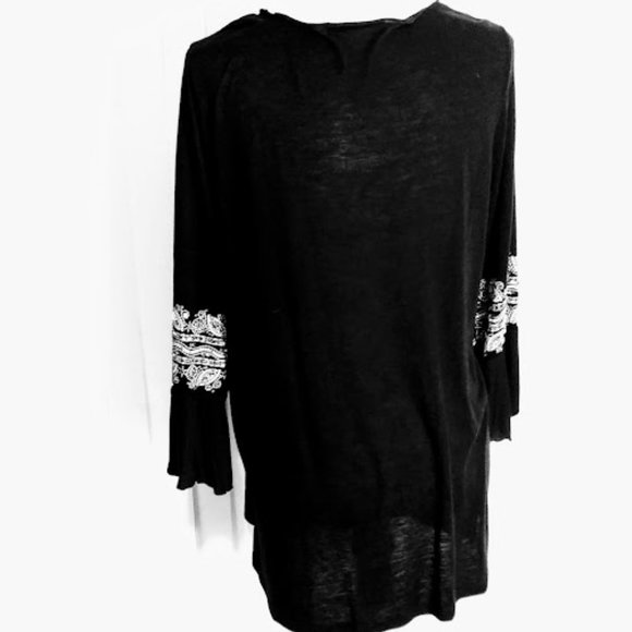 BOHEMIAN /PEASANT BLACK* BLINGY * TOP WOMAN L/XL*ONLY NINE WOMAN BRAND - Picture 5 of 8